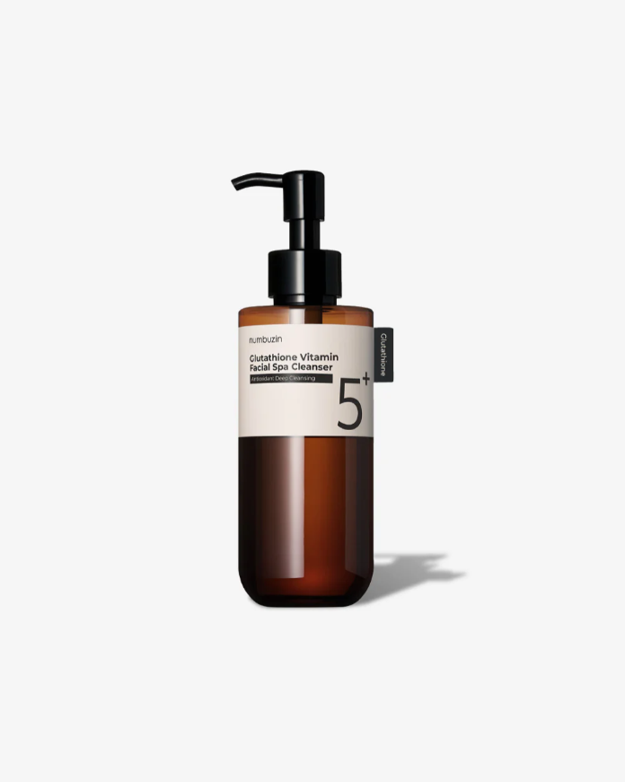 YABUKO Numbuzin No.5+ Glutathione C sejas attīrošs līdzeklis, 200ml, attēls ar pudeli un produktu iepakojumu.