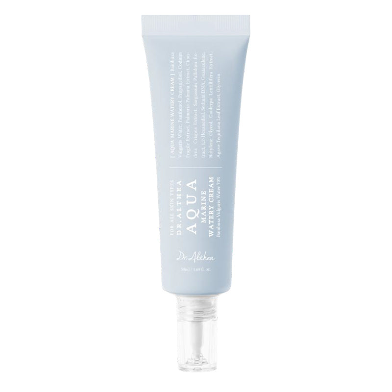 Mitrinošs sejas krēms YABUKO DR. ALTHEA Aqua Marine Watery Cream, 50 ml, ar ūdens tekstūru un mitrinošām īpašībām.