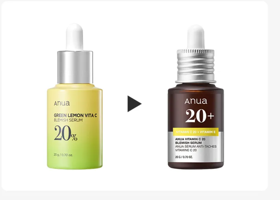 Anua zaļās citrona C vitamīna serums pret pigmentāciju, 20g, uz pudeles ar zaļo citronu.