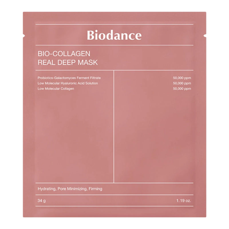 Bioloģiska kolagēna sejas maska YABUKO BIODANCE Bio-Collagen Real Deep Mask ar dziļu mitrināšanu un ādas atjaunošanu.