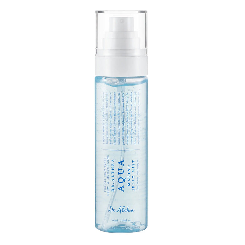 Mitinoša sejas želejmigla YABUKO DR. ALTHEA Aqua Marine Jelly Mist, 100 ml, mitrina un atdzīvina ādu ar jūras elementiem.