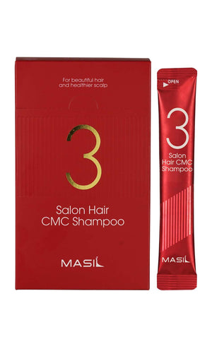 YABUKO MASIL 3 Salon Hair CMC intensīvi barojošs matu šampūns, 8ml iepakojums, 20 vienības, veselīgiem matiem.