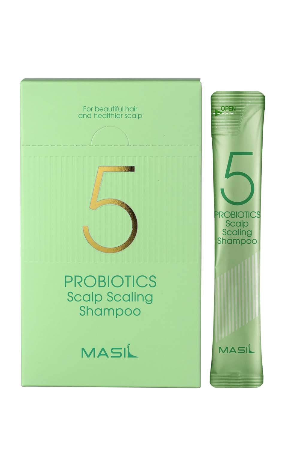 YABUKO MASIL 5 Probiotics galvas ādas šampūns, dziļi attīrošs un skalējošs, 8 ml iepakojums, 20 vienības.