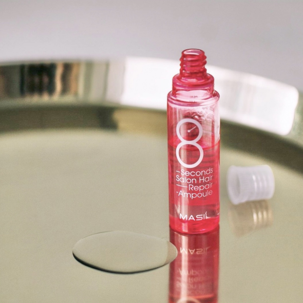 YABUKO matu maska-filleris Masil 8 Seconds Salon Hair Repair ampula, 15 ml, matu atjaunošanai un stiprināšanai.