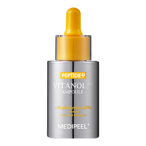 YABUKO MEDI-PEEL Peptide 9 Vitanol ampula ar peptīdiem, 30 ml, atjaunojoša ādas kopšanas ampula ar spilgtinošu efektu.