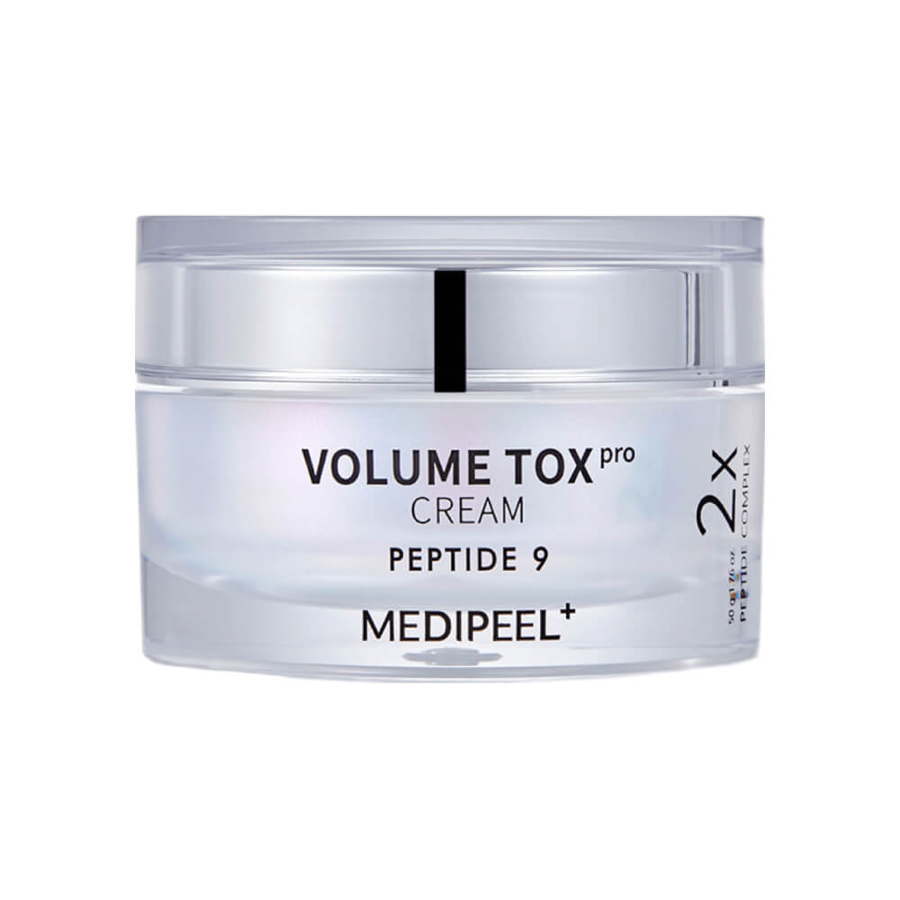 YABUKO Peptidu liftinga krēms MEDI-PEEL Peptide 9 Volume Tox, bagāžas iepakojums, krēma trauks un uzklāšanas princips