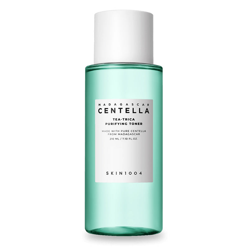 Attīrošs SKIN1004 Madagascar Centella Tea-Trica attīrošs toniks, 210ml, ar zaļām iekārtām un pudeles dizainu